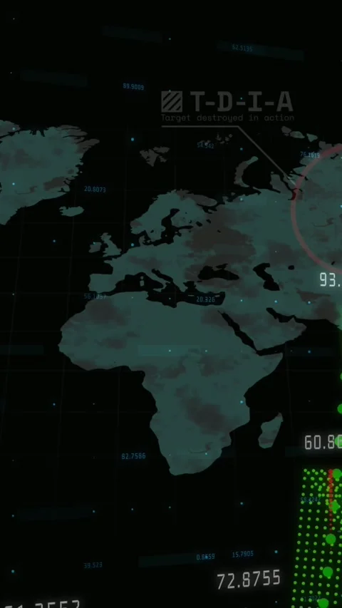 Animation of graphs, numbers and flying missile over map against black Stock Footage 343091557