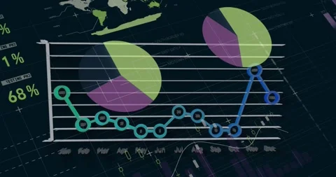 Animation of graphs over infographic int... | Stock Video | Pond5