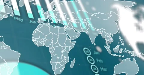 Animation of graphs over world map on gr... | Stock Video | Pond5