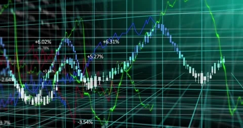 Animation of graphs processing data over 3d grid on black background Stock Footage 328450037