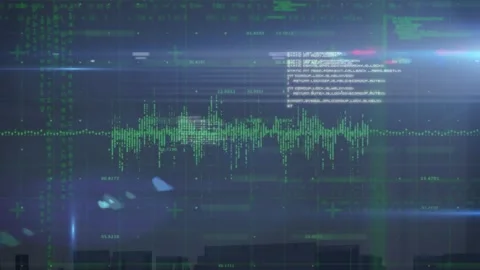 Animation of graphs, programming language and lens flares against abstract Stock Footage 330591083
