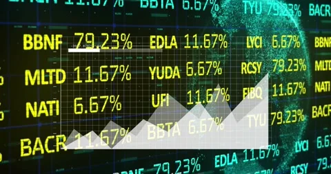 Animation of graphs, trading board, binary codes, programming language over Stock Footage 328239936