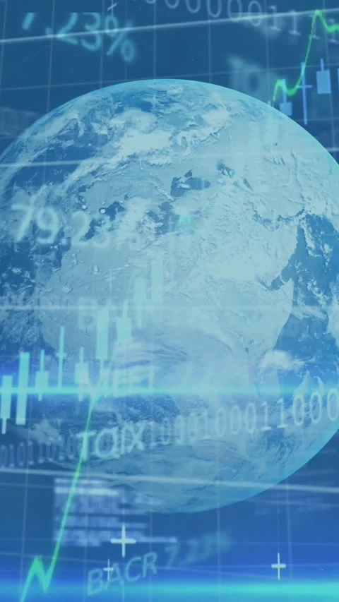 Animation of graphs, trading board over computer language, binary codes against Stock Footage 319222845
