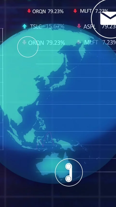 Animation of graphs, trading boards and computer language over rotating globe Stock Footage 320983484