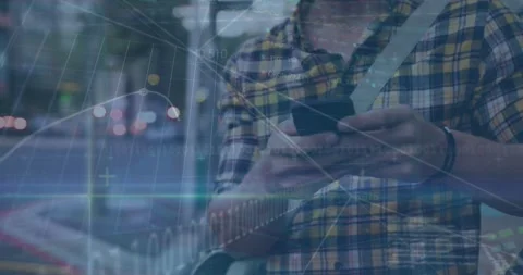 Animation of graphs, trading boards, binary codes, computer language, caucasian Stock Footage 249379494