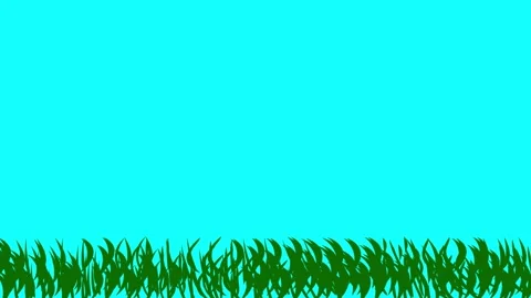 Animation of grass on blue screen chroma key flat design, loop element Stock Footage 147258280
