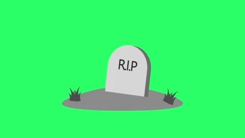 Animation gravestone on green background. Stock Footage 255954649