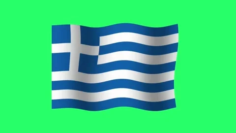 Animation greece flag on green background. Stock Footage 199168174
