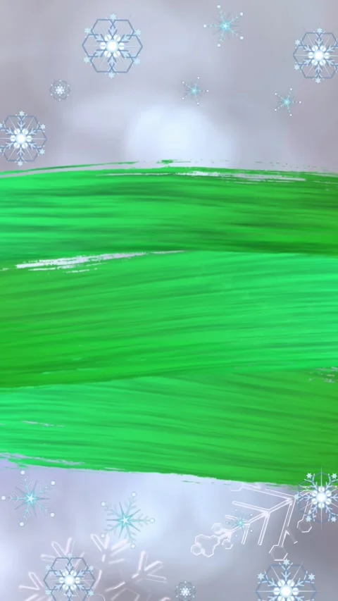 Animation of green abstract pattern over falling flowers and snowflakes with Stock Footage 341976537