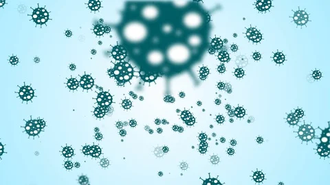 Animation of green, abstract virus structures floating around against Stock Footage 128071839