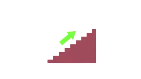 Animation of green arrow moving up the steps on white background. Stock Footage 287341402