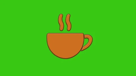 Animation on green background, appearance and disappearance of coffee cup ico Stock Footage 276455893