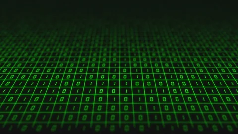 Animation of Green Binary &amp; Digital Internet on Black Background Stock Footage 118995547