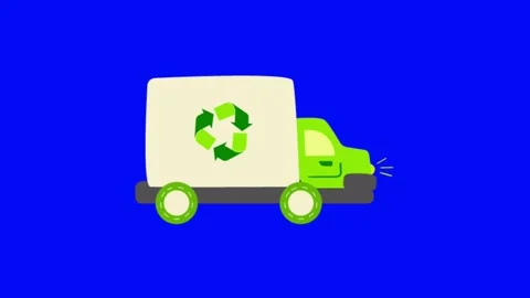 Animation green car on blue background.  Stock Footage 246261202