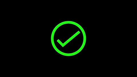Animation of a green checkmark and a red x shape diagonal cross on a black .. Stock Footage 324572981