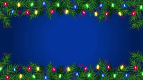 Animation green Christmas frame and blue background. Stock Footage 225598632