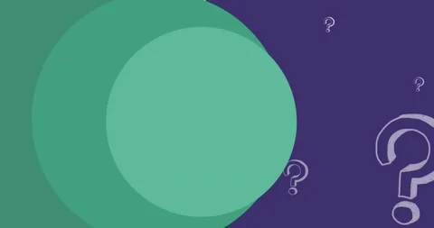 Animation of green circles over question marks on purple background Stock Footage 328232116