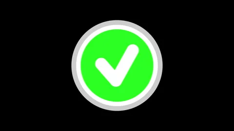 Animation of a green circular checkmark icon with a glowing white border on a Stock Footage 307942477