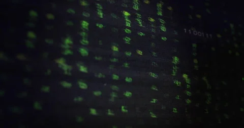 Animation of green digital code forming abstract data matrix on dark background Stock Footage 304841330