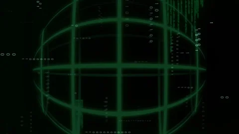 Animation of green digital globe with binary code and data lines on dark Stock Footage 313297057