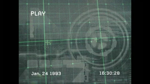 Animation of green digital interface with grid lines, resembling old video 動画素材 304806422