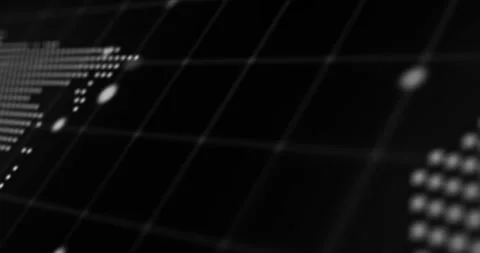 Animation of green fingerprint, programming language over floating dots with Stock Footage 329166369