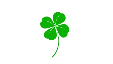 Animation of green four leaf clover isolated on white background. Stock Footage 337415628