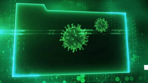 Animation green frame with Text Covid 19 VIRUS  and Text CORONA VIRUS  Stock Footage 129647703