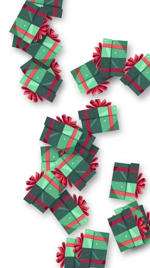 Animation of Green Gift Boxes Bursting on White Background Stock Footage 345120566