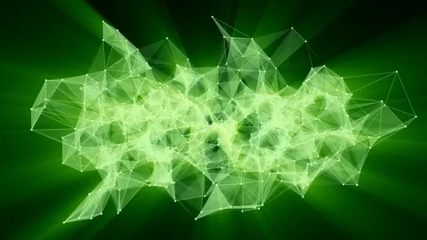 Animation of green glowing plexus network transforming to neon text "Bitcoin" Stock Footage 103115792