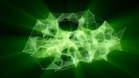 Animation of green glowing plexus network transforming to neon text "IOTA" Stock Footage 104433623