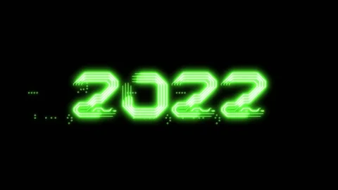 Animation of green glowing text 2022 as circuit board style Stock Footage 104445123