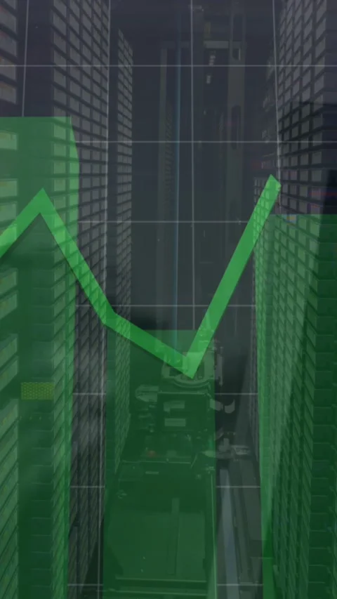 Animation of green graphs processing data over computer server room Stock Footage 343828140