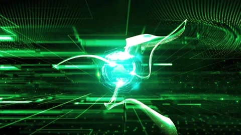Animation green HUD digital frame with blue cloud and space. Stock Footage 213445161