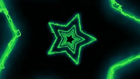 Animation green light stars shape on black background.  Stock Footage 201837516