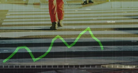 Animation of green line and data processing over man on zebra crossing Stock Footage 326192632