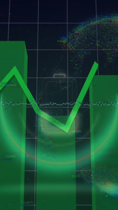 Animation of green line, financial data processing over grid background Stock Footage 344614157