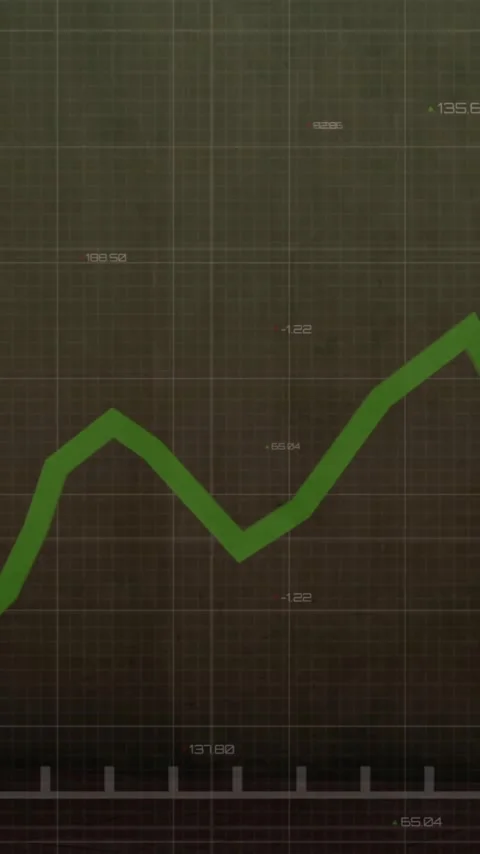 Animation of green line graph fluctuating on dark grid background Stock Footage 319811519