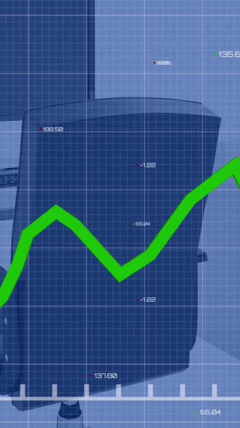 Animation of green line, statistics and financial data processing over desk in Stock Footage 343867566