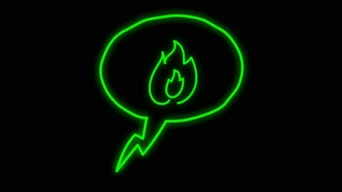 Animation green neon light fire shape isolate. Stock Footage 172919403