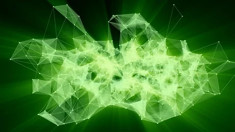 Animation of green plexus network transforming to neon arab text - FUTURE. Stock Footage 103117514