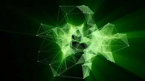Animation of green plexus network transforming to neon chinese text - FUTURE. Stock Footage 103117624