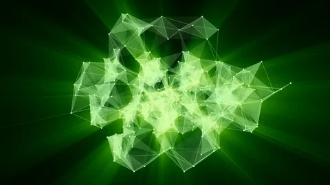 Animation of green plexus network transforming to neon arab text - Stories. Stock Footage 103184372