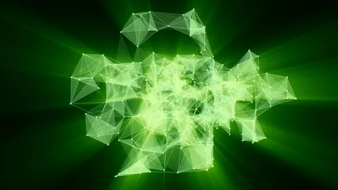 Animation of green plexus network transforming to neon chinese text - Stories. Stock Footage 103184458