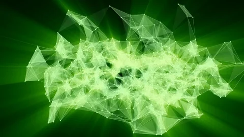 Animation of green plexus network transforming to neon arab text - Thank you. Stock Footage 103235268