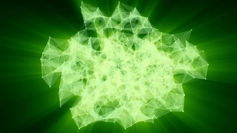 Animation of green plexus network transforming to neon chinese text - Thank you. Stock Footage 103235311