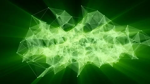 Animation of green plexus network transforming to neon spanish text - Thank you. Stock Footage 103235729