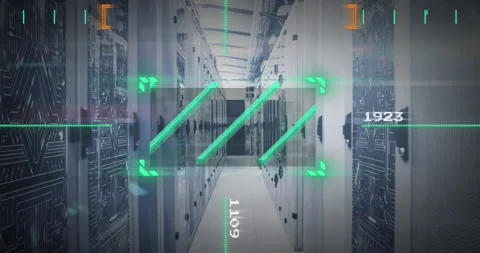 Animation of green scanner and data processing over microprocessor connections Stockbeeldmateriaal 326752030
