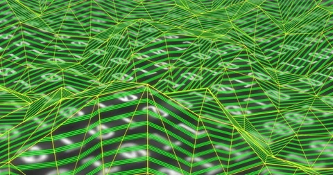 Animation of green shapes over binary coding Stock Footage 265706839