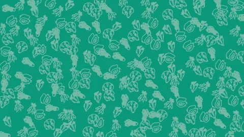 Animation Green vegetable outlines on a light green background Stock Footage 327513747